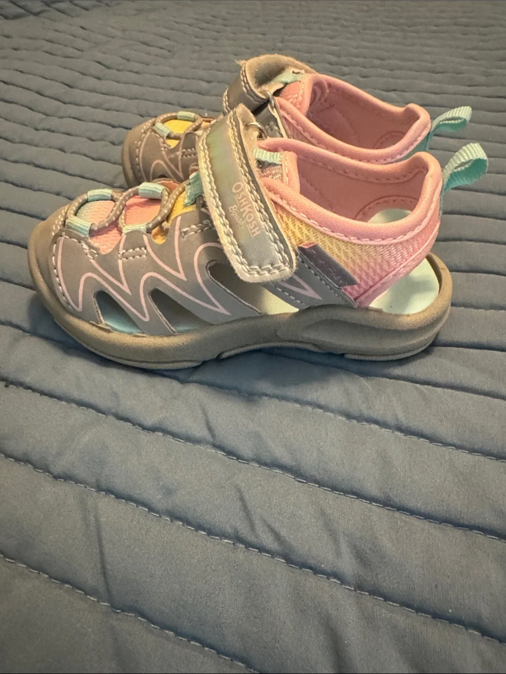 OshKosh B'gosh Pink, Gray and Teal Girls' Closed-Toe Sport Sandals